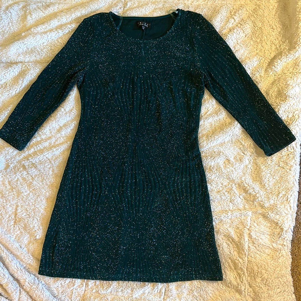 Dark Green short Sparkled Dress